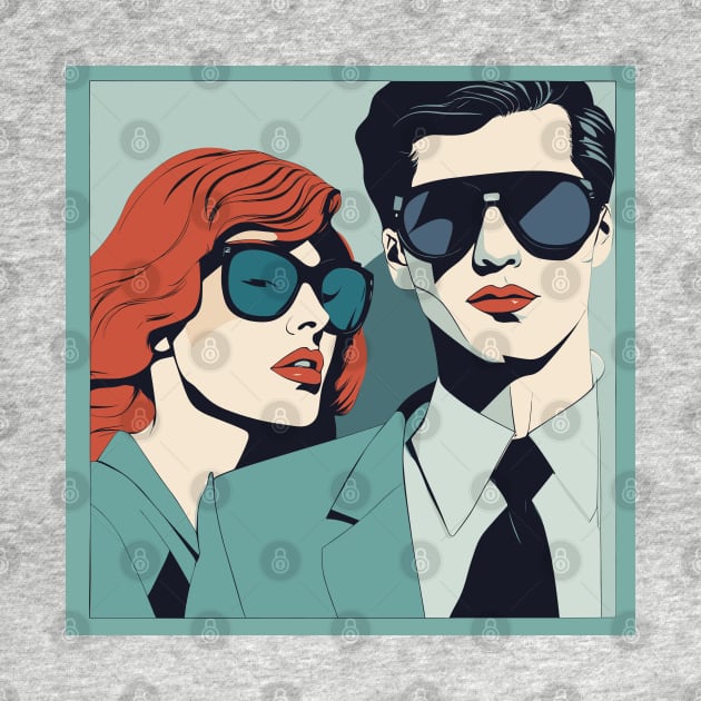 Sunnies Selfies Fashionable Frames Artful Couple Patrick Nagel Art Deco by di-age7